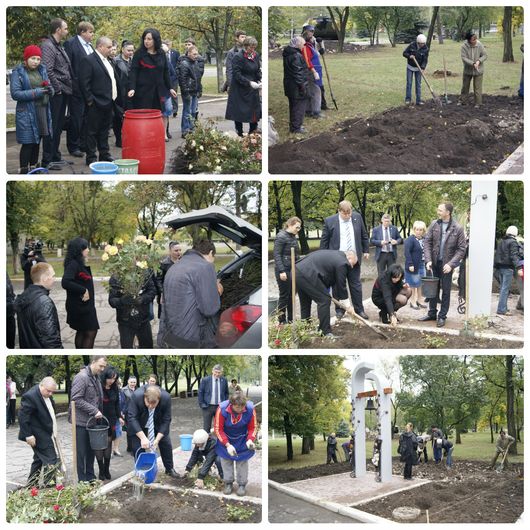 В Горловке в память о погибших детях Донбасса высадили десятки кустов роз