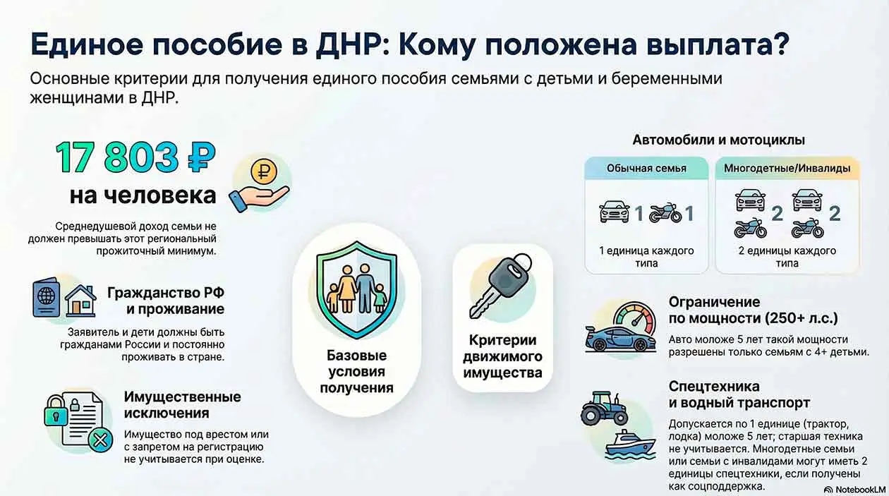 Единое пособие в ДНР: лимиты движимого имущества в 2026 году